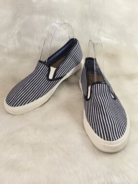 Talbots Women's Canvas Slip-ons  in Navy & White Stripe